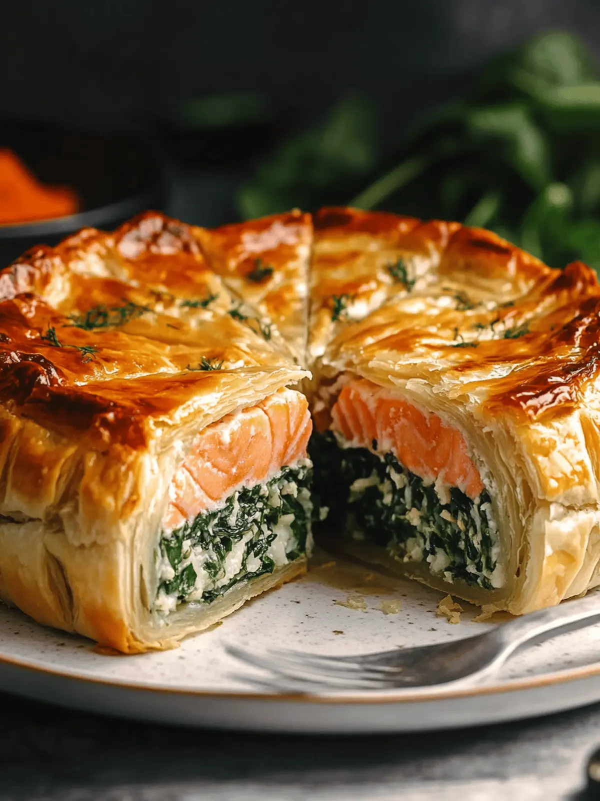 Rice & Spinach Puff Pastry Salmon Cake