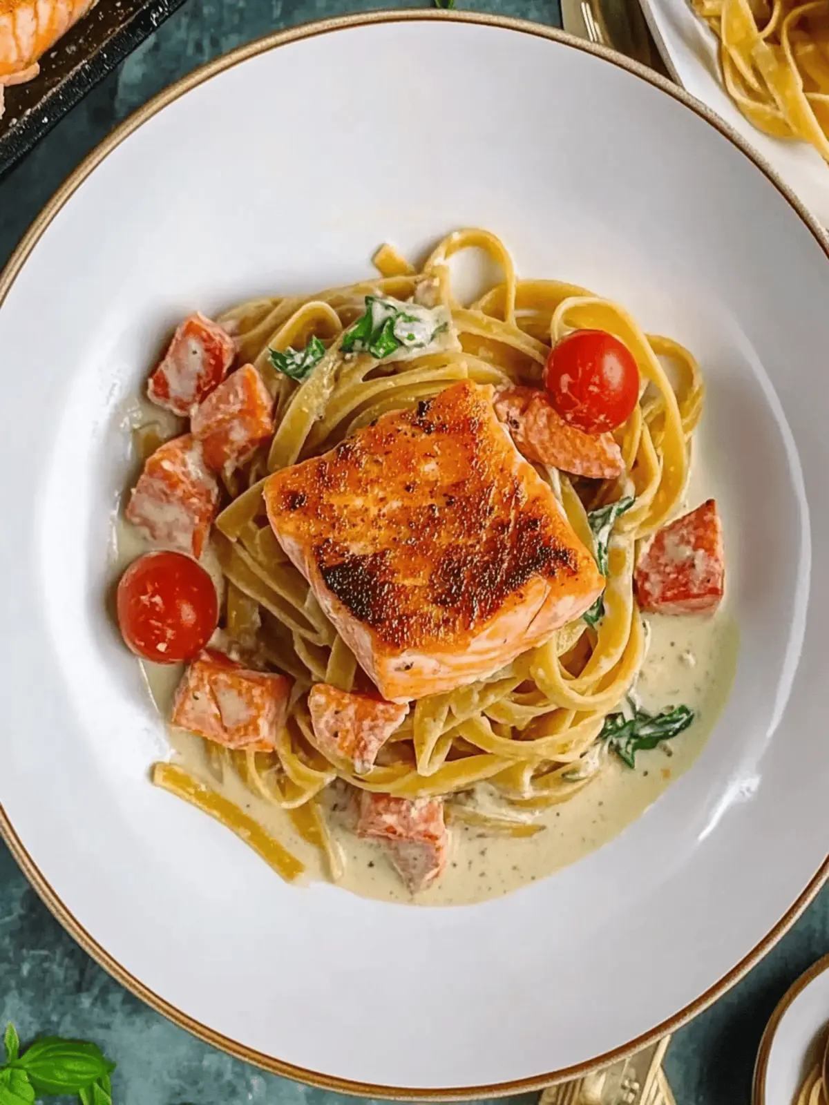 Healthy & Creamy Tuscan Salmon Pasta in Under 30 Minutes 2 Healthy & Creamy Tuscan Salmon Pasta