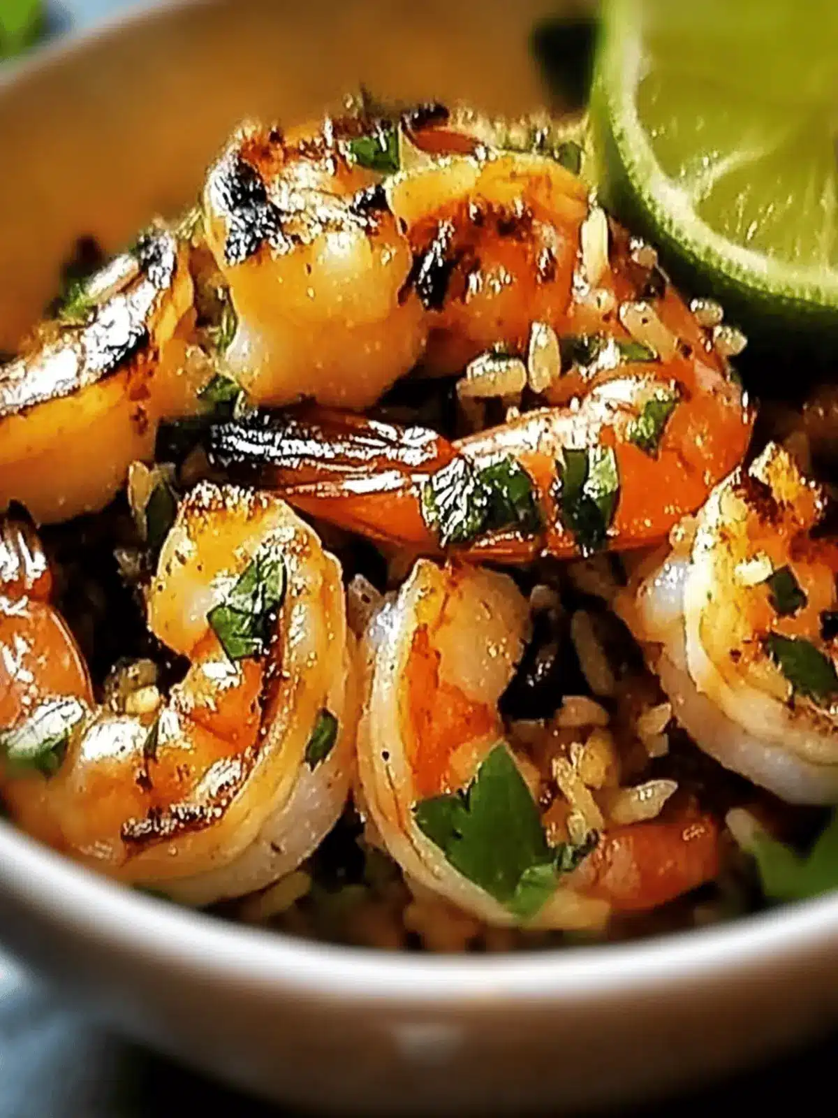 Thai Chili Lemongrass Grilled Shrimp with Sweet Basil & Lime Fried Rice