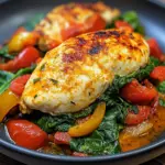 spinach stuffed chicken breast with Roasted Bell Peppers