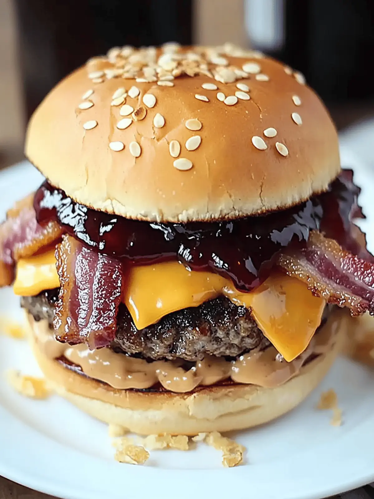 Peanut Butter & Jelly  Bacon Cheeseburger