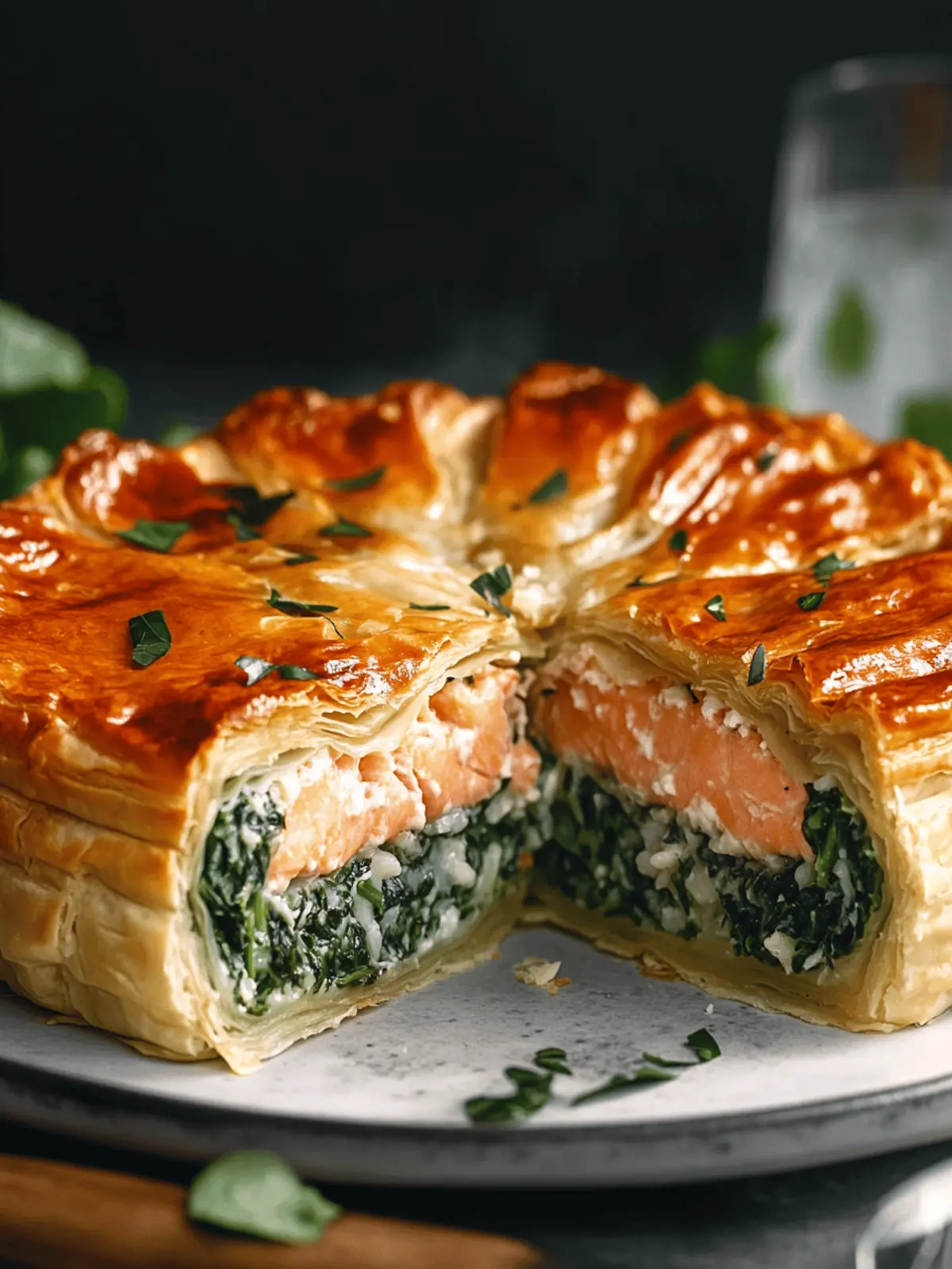 Rice & Spinach Puff Pastry Salmon Cake