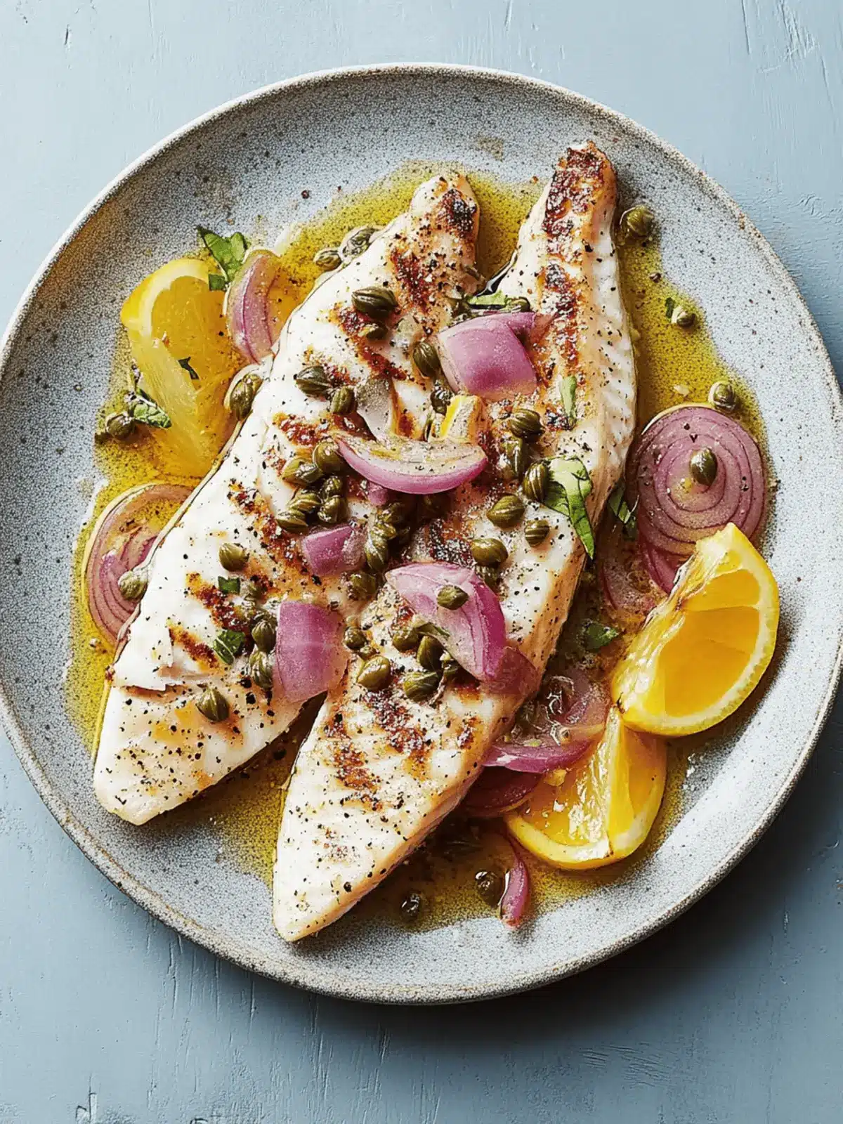 Grilled Fish with Caper and Red Onion Dressing