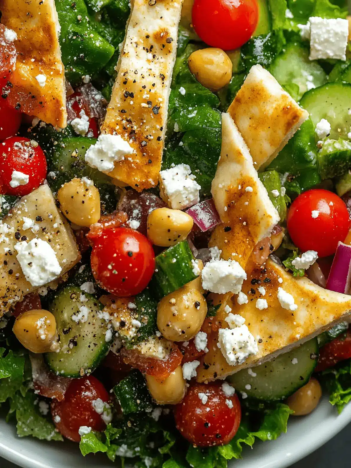 Crunchy Mediterranean Chopped Salad with Pita Dust