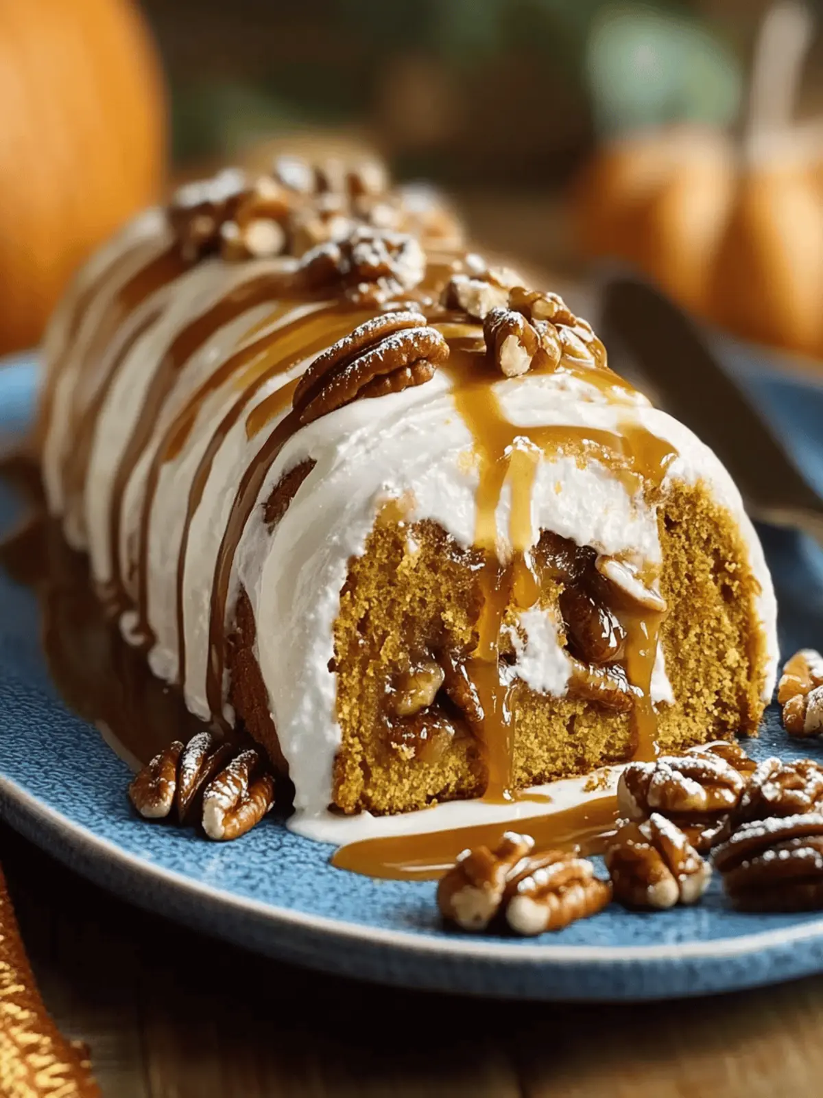 Caramel Pecan Pumpkin Roll